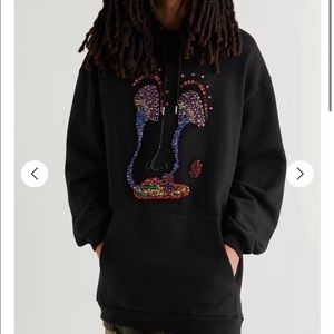 Celine Oversized Crystal-embellished Cotton-jersey Hoodie In Black XS